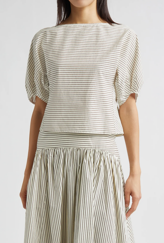 Didi Top - Ivory/Dark Oak Micro Stripe