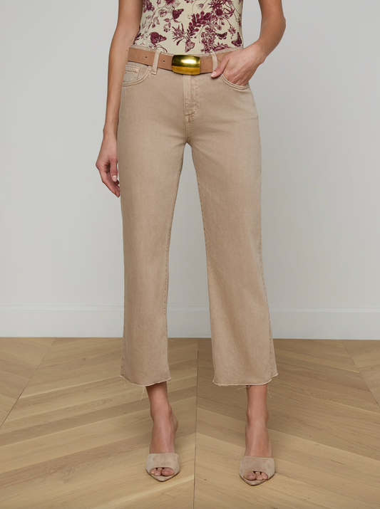 Wanda High Rise Crop Wide Leg - Biscuit