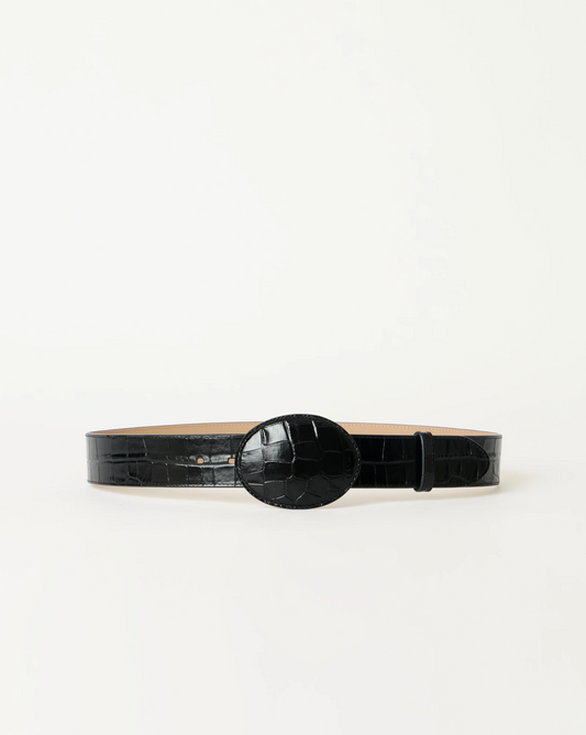 Mabel Croco Belt - Black