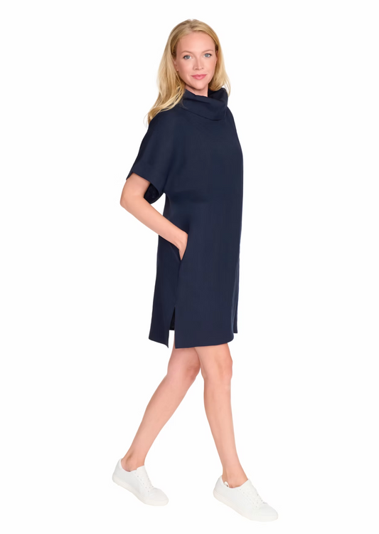 Cowl Neck Dress - Navy