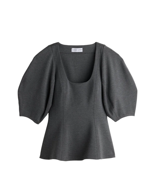 Bebe Ponte Peplum Top - Heather Grey