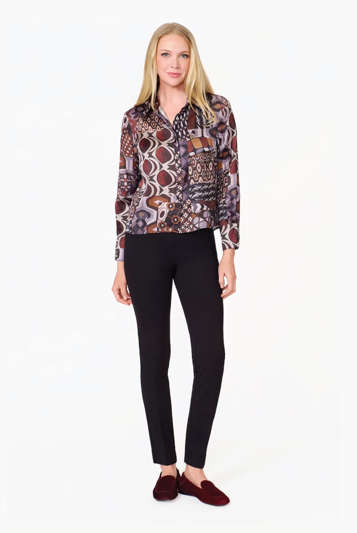 Crop Pleat Back Shirt - Geometric