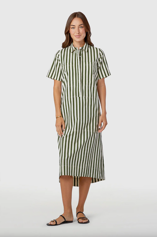 City Dress - Chive Stripe