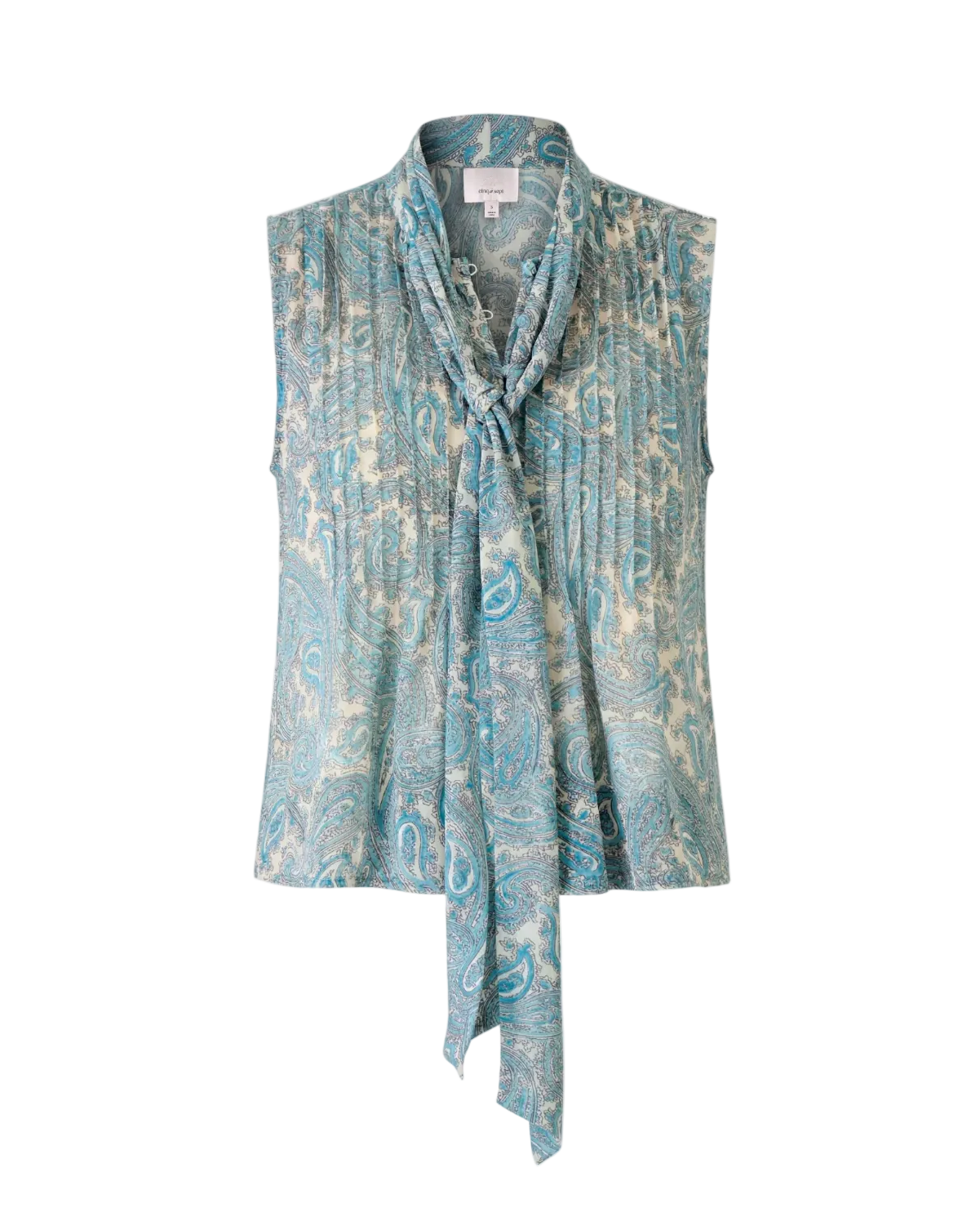 Hendrix Paisley Lois Top - Gardenia/Blue Graphite