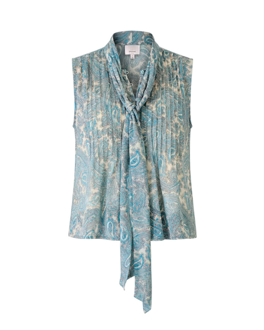 Hendrix Paisley Lois Top - Gardenia/Blue Graphite
