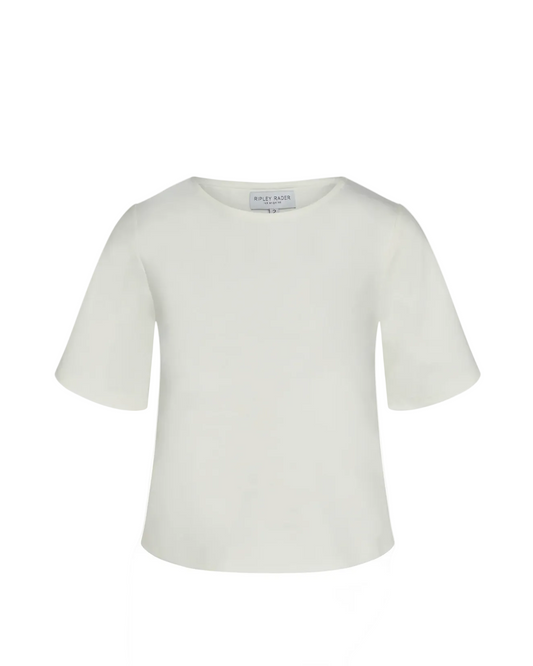 Ponte Knit Short Sleeve Top Extended - Off White