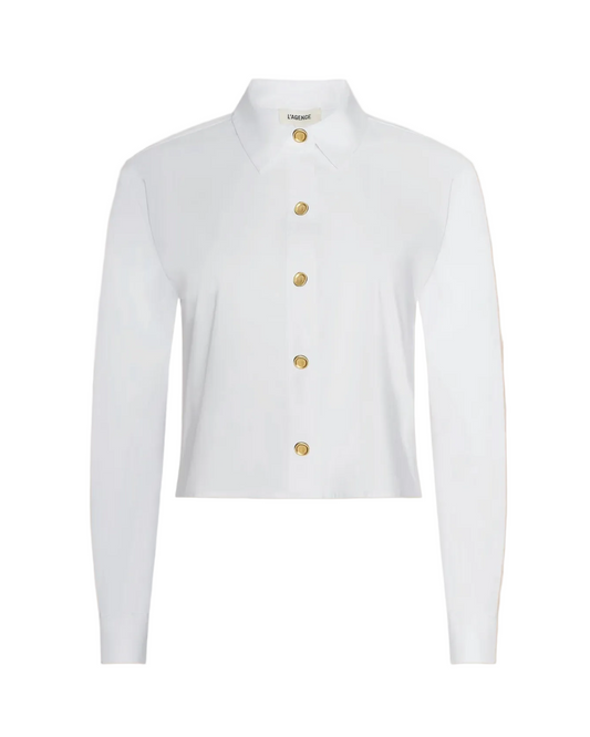 Cosette Crop High Low Shirt - White