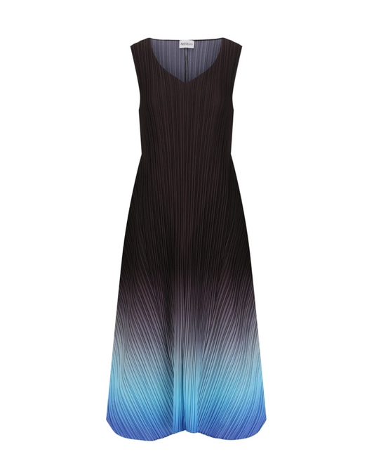 Long Estrella Dress - Onyx to Malibu Blues