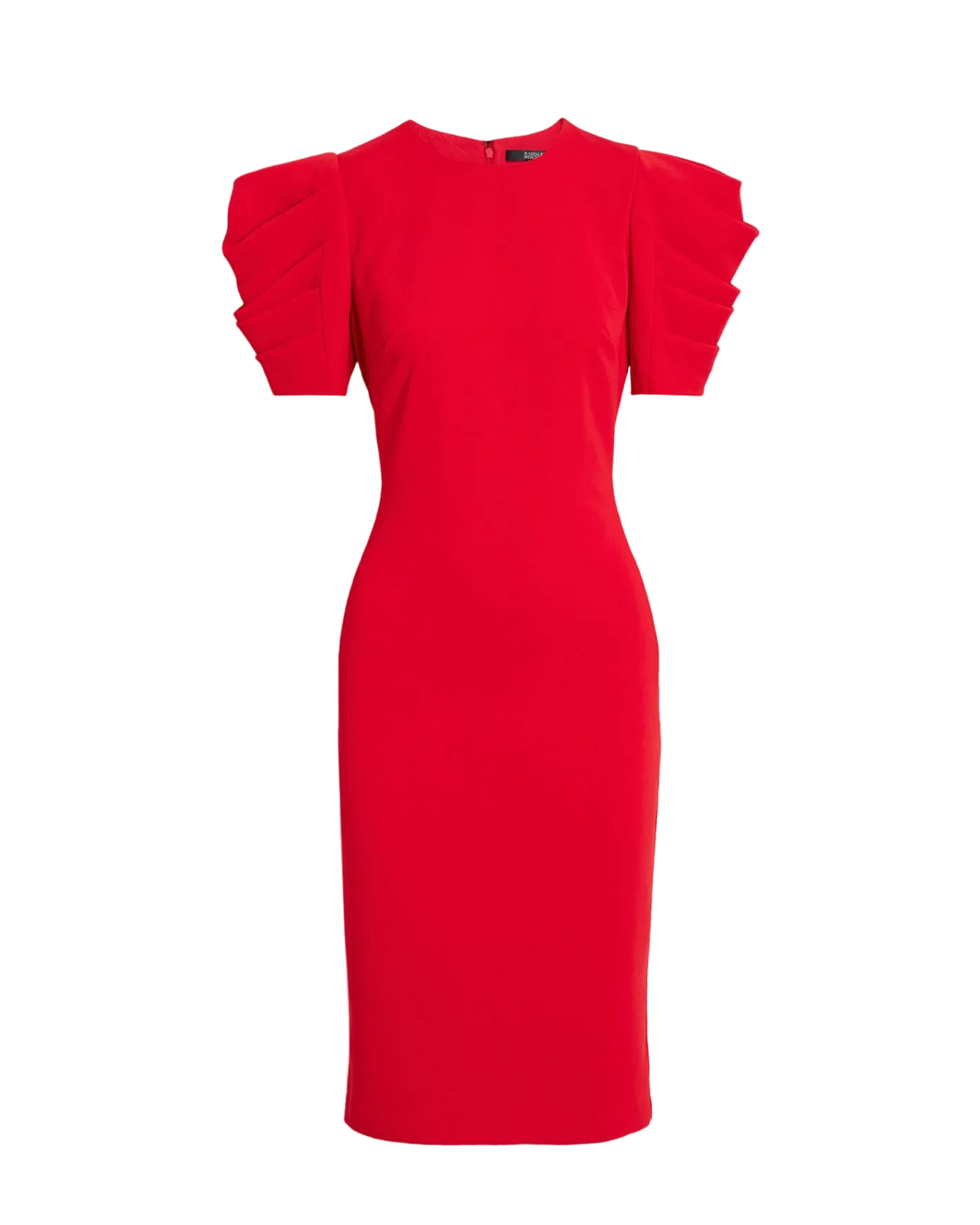 Pleated Drape Sleeve Sheath Dress - Red