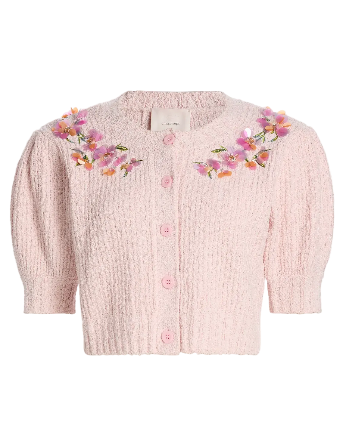 Millicent Trailing Iris Cardigan - Rosy Cloud