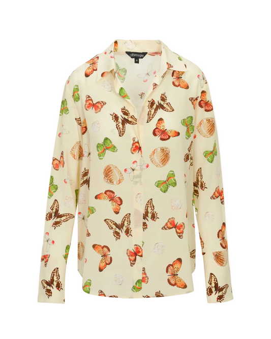 Daria French Cuff Silk Blouse - Soft Butterfly