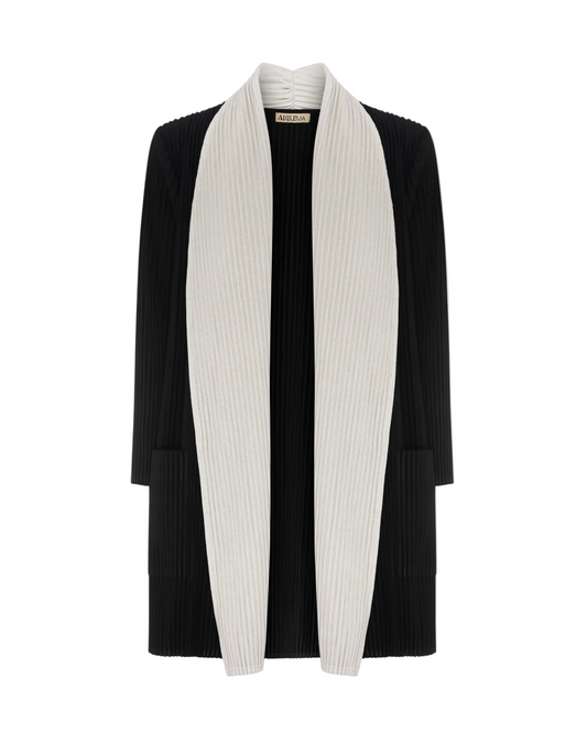 Plisse Coat - Black and White
