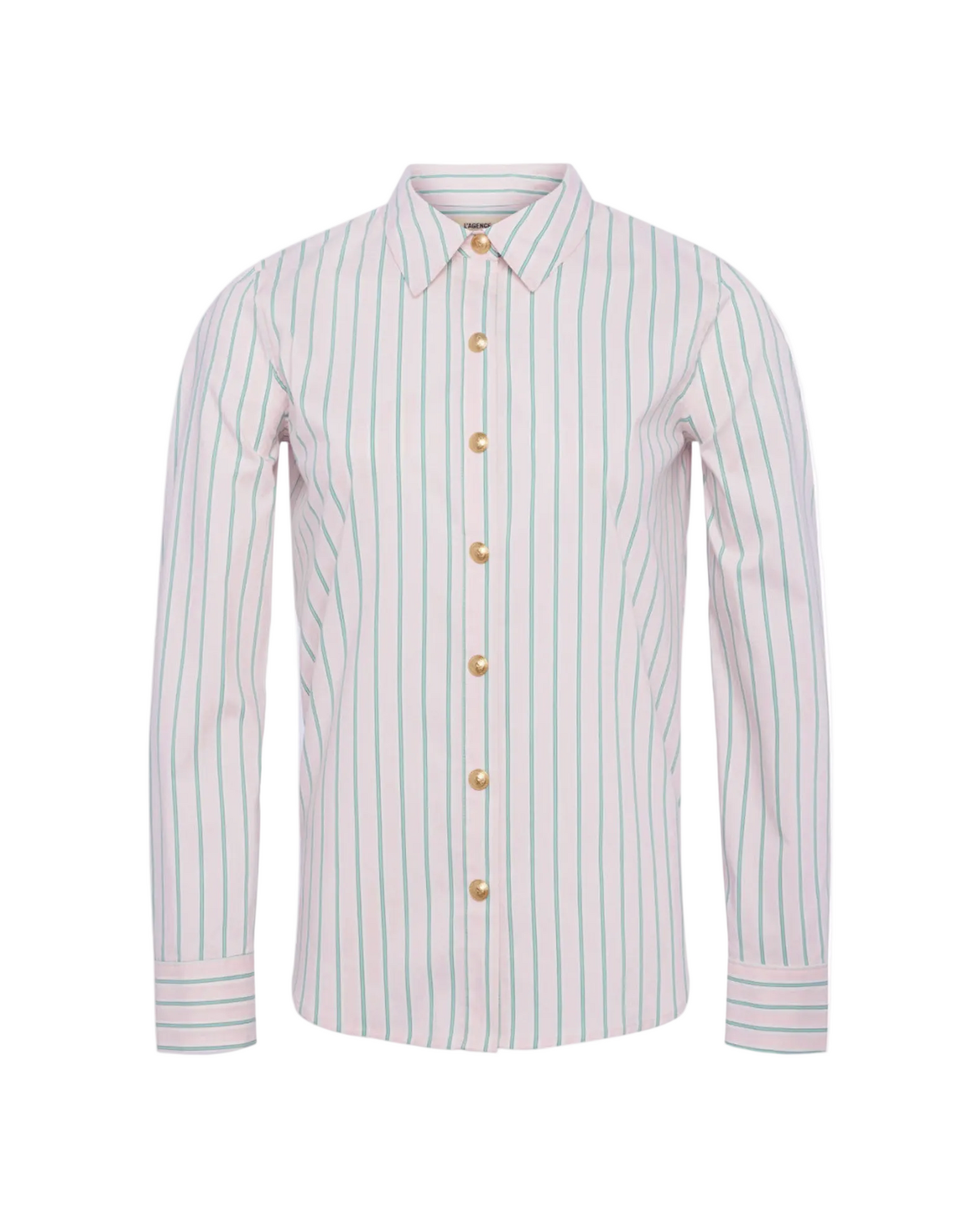 Ellery Poplin Button-Down Shirt - Baby Pink/Sage Stripe
