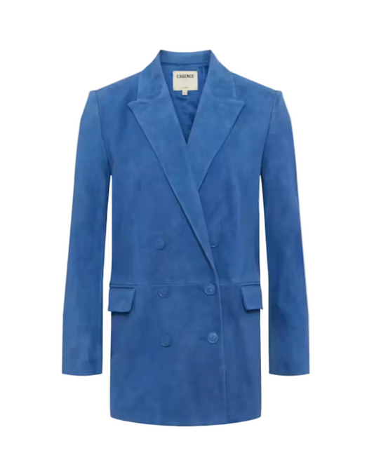 Aimee Relaxed Double Breasted Blazer - Blue Horizon