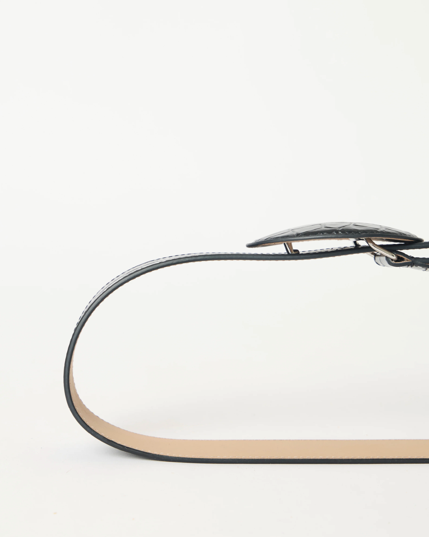 Mabel Croco Leather Belt - Black