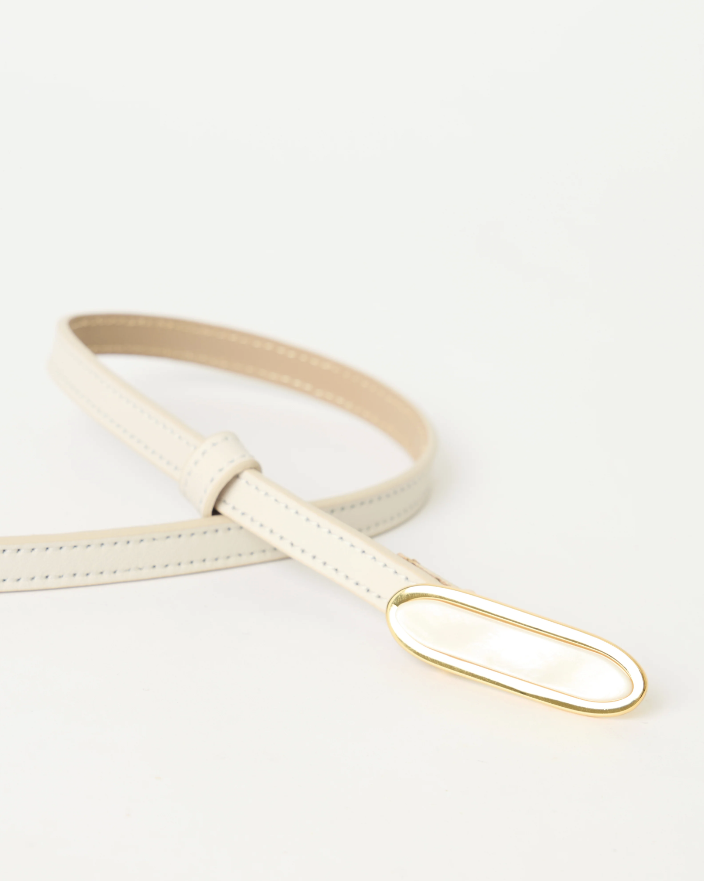 Beryl Leather Belt - Gesso Pearl