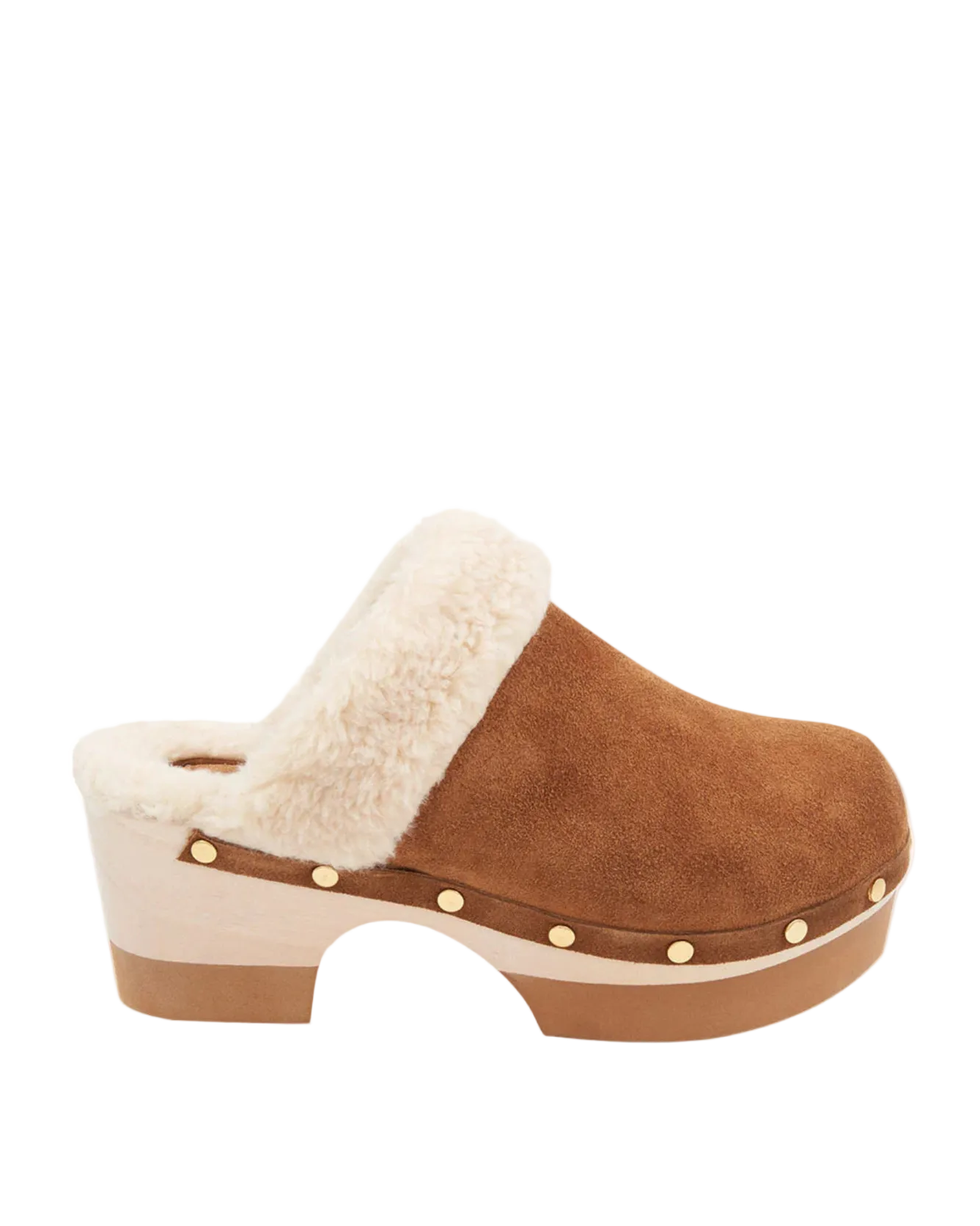 Olivia Faux Suede Clog - Cognac Natural