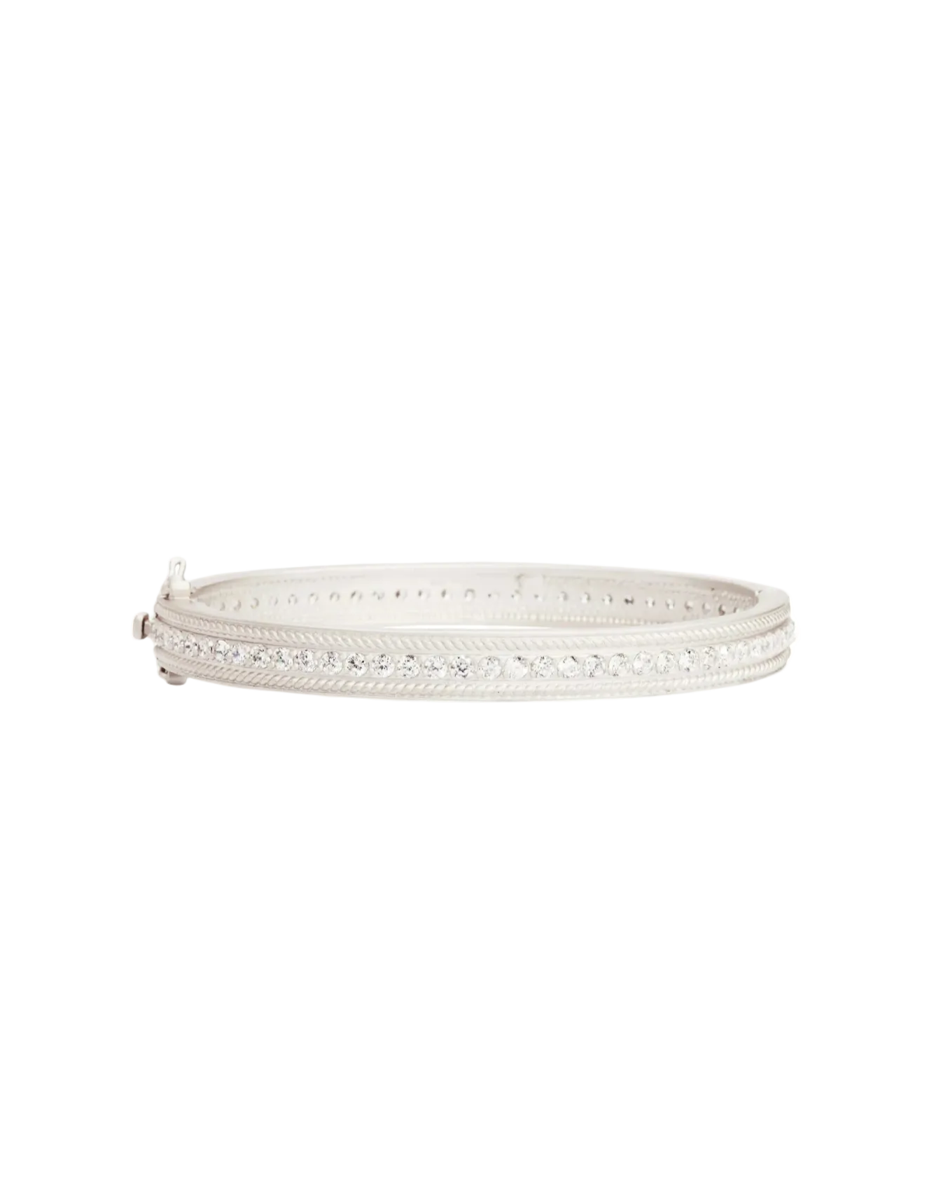 Pave Row Hinge Bangle - Sterling Silver