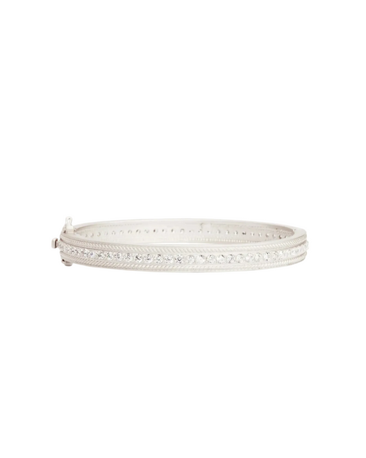 Pave Row Hinge Bangle - Sterling Silver