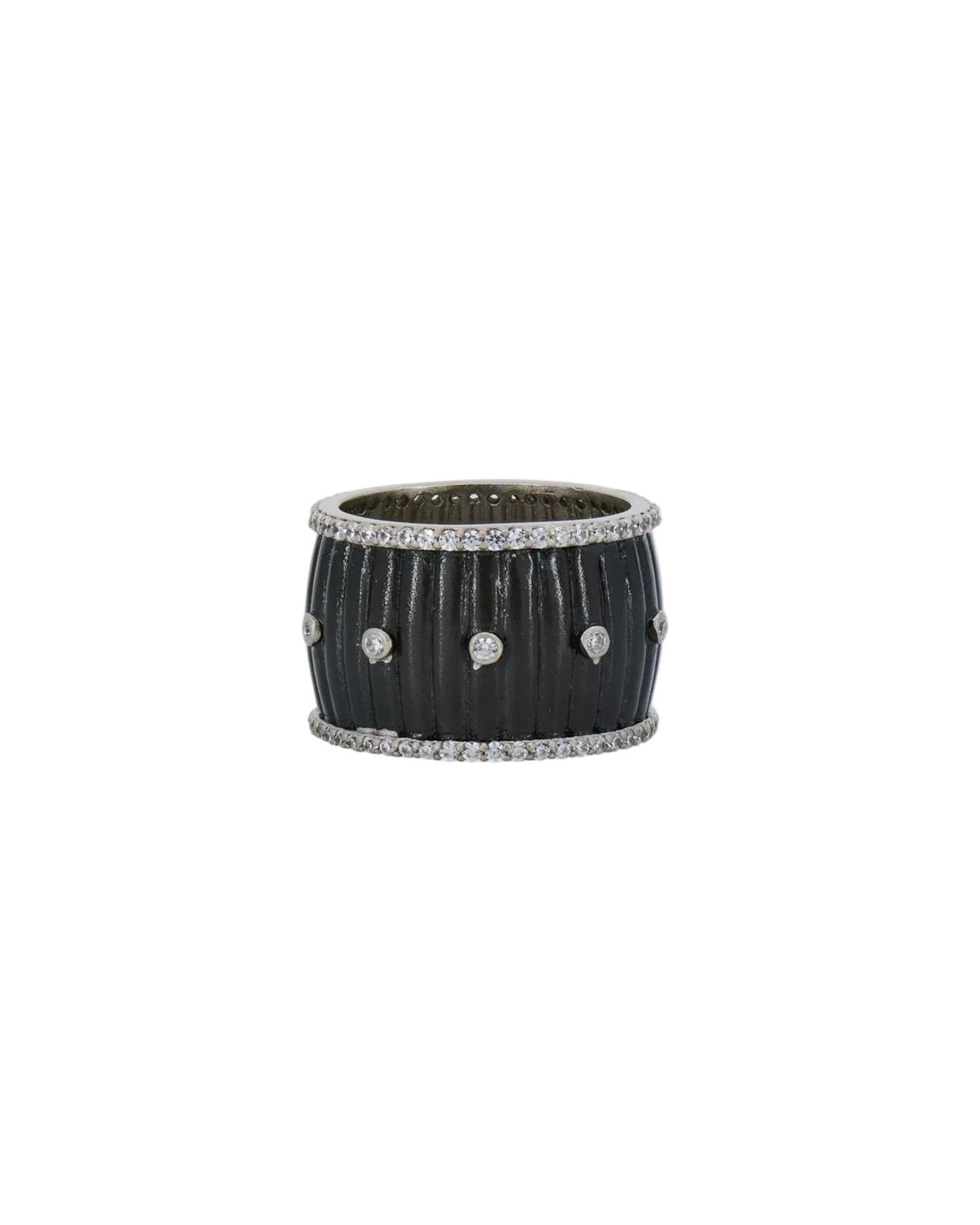 Industrial Finish Ribbed Metro Cigar Band - Sterling Silver