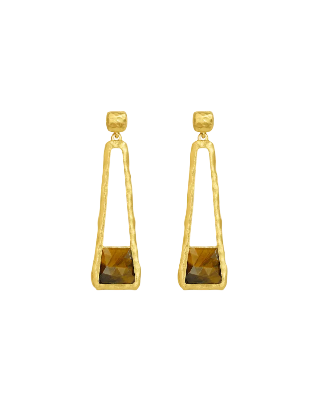 Nomad Mini Gemstone Drop Earrings - Tiger Eye Faceted