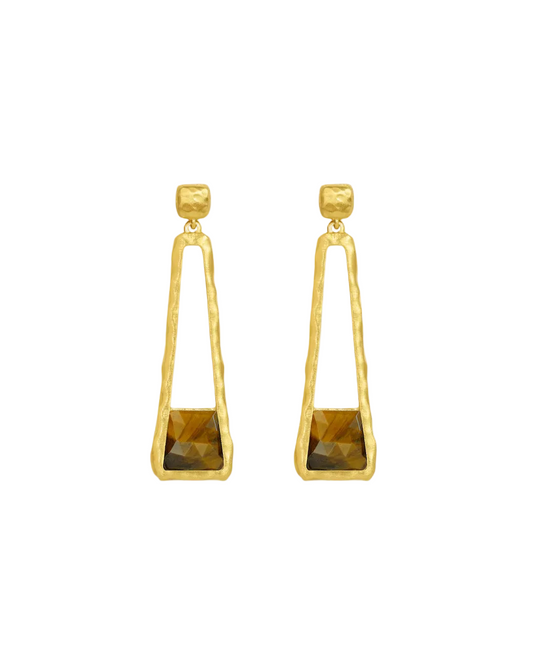 Nomad Mini Gemstone Drop Earrings - Tiger Eye Faceted