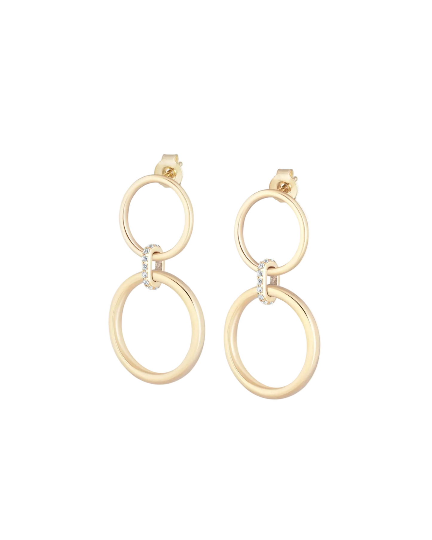 Double Ring Connecting Earring - Gold