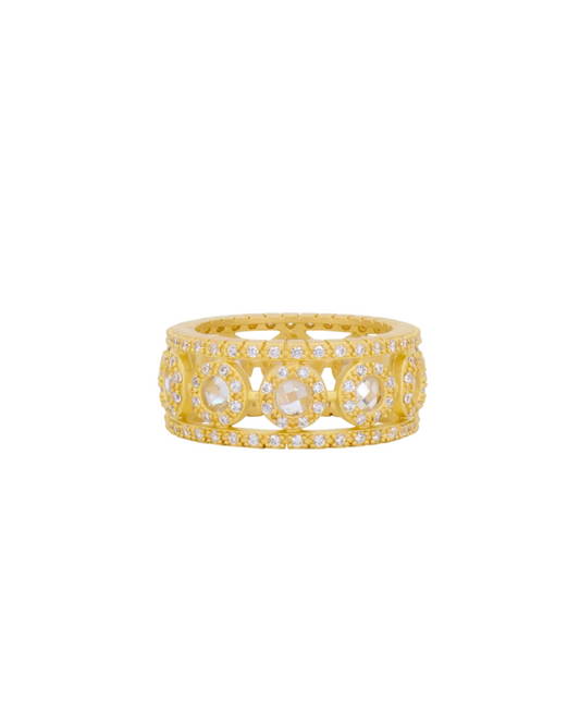 Kaleidoscope Cutout Cigar Band Ring - Gold