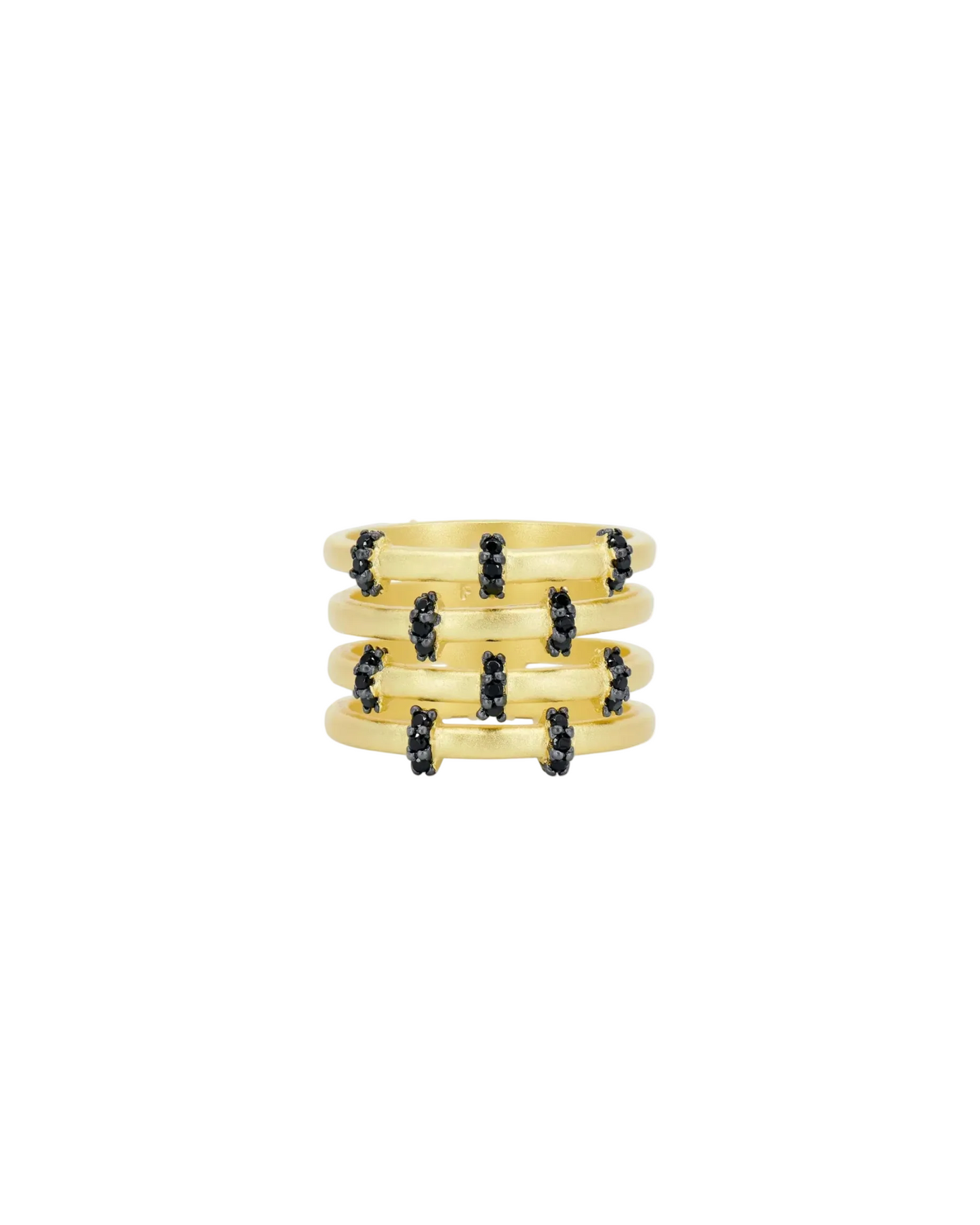 Industrial Finish Cobblestone Cage Ring - Gold