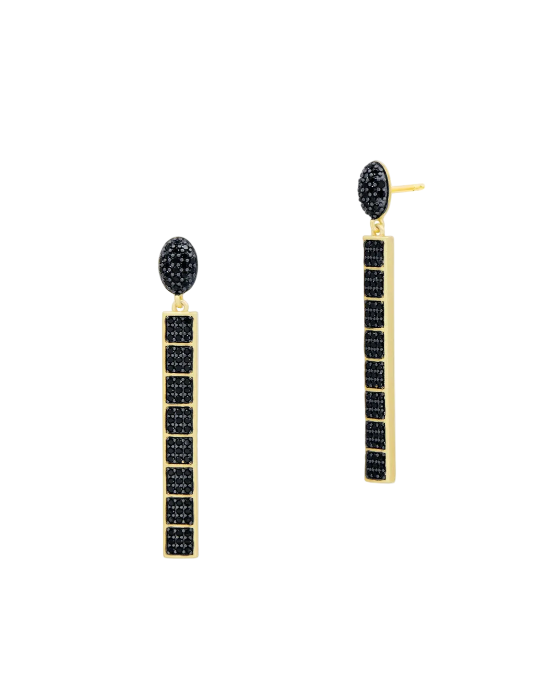 Industrial Finish Cobblestone Linear Drop Earrings - Gold
