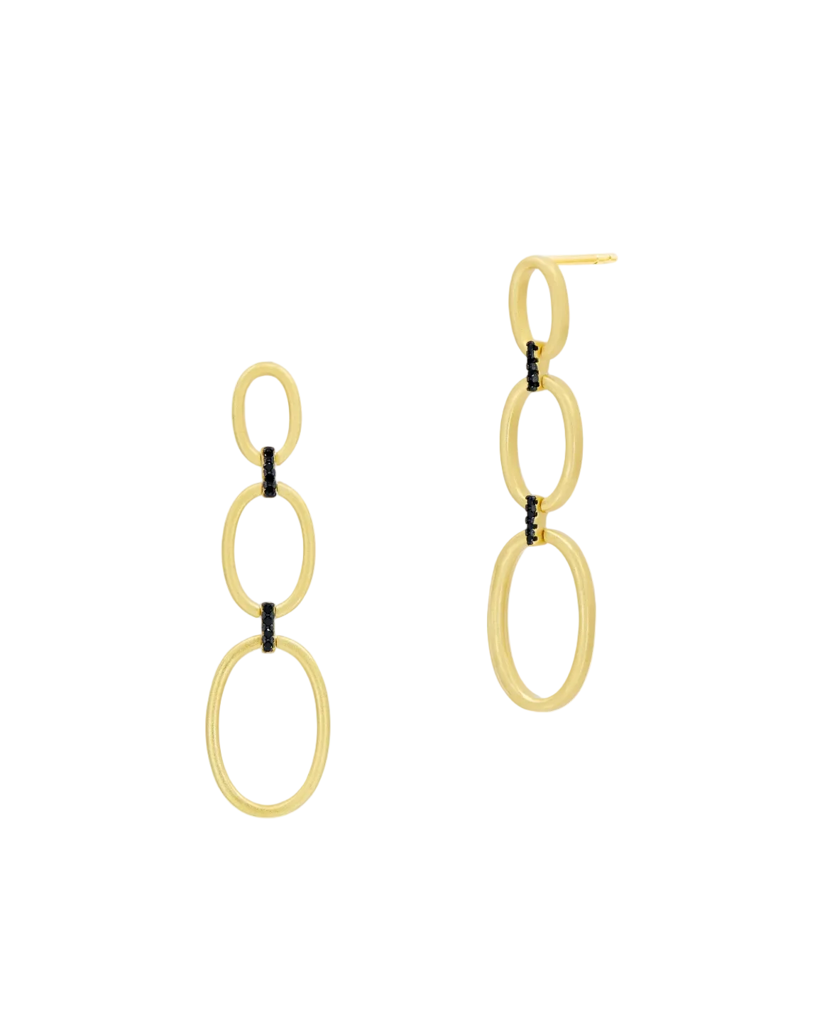 Industrial Finish Cage Linear Drop Earrings - Gold
