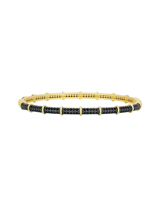 Industrial Finish Cobblestone Thin Hinge Bracelet - Gold