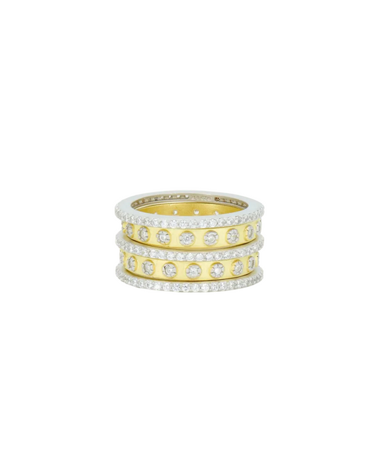 Two-Tone 5-Stack Ring - 14K Gold & Silver