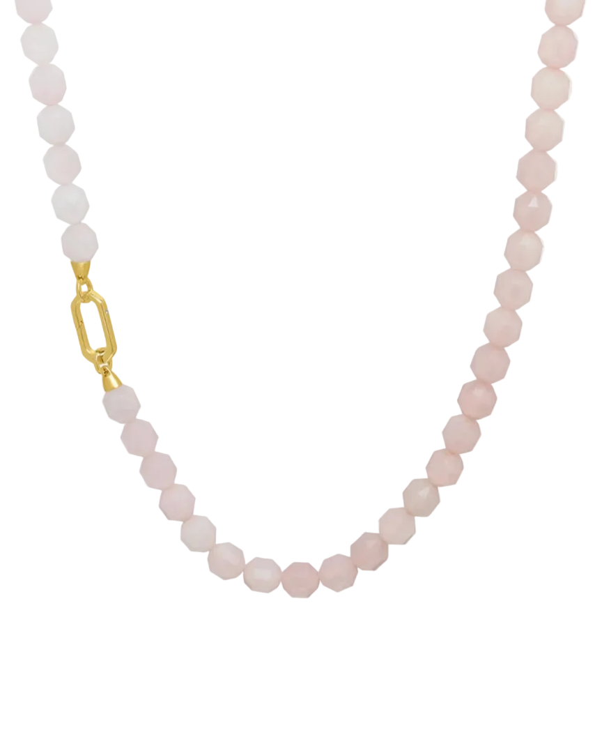 Valenca Long Beaded Necklace - Rose Quartz