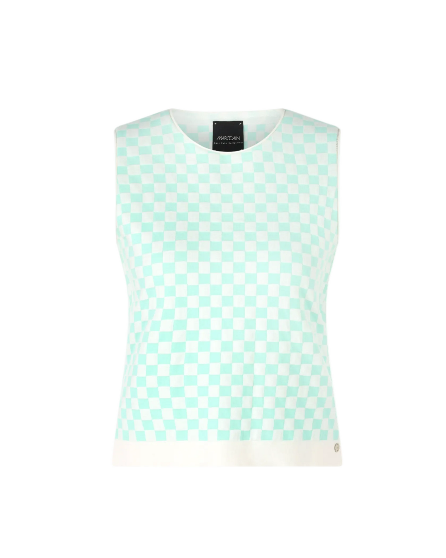 Knitted in Germany Sleeveless Check Top - Aqua