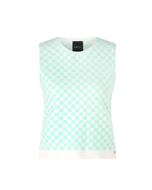Knitted in Germany Sleeveless Check Top - Aqua