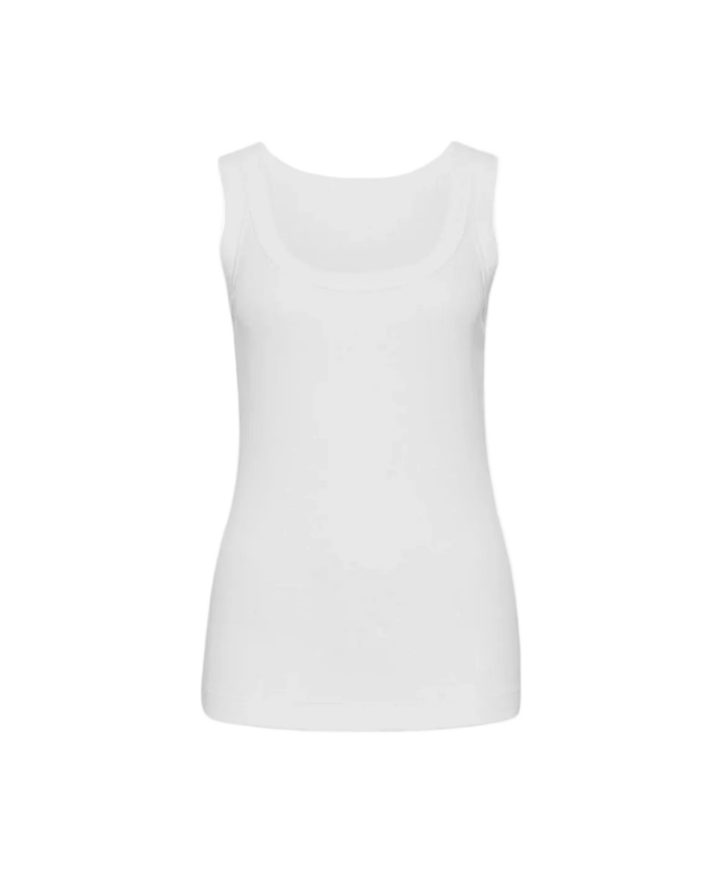Fine Ribbed Tank Top - White