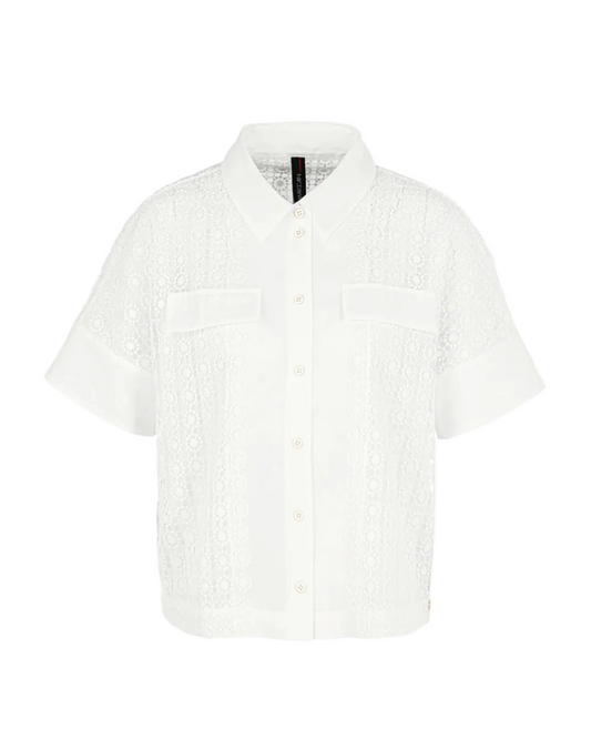 Lace Blouse in Boxy Cut - Off-White