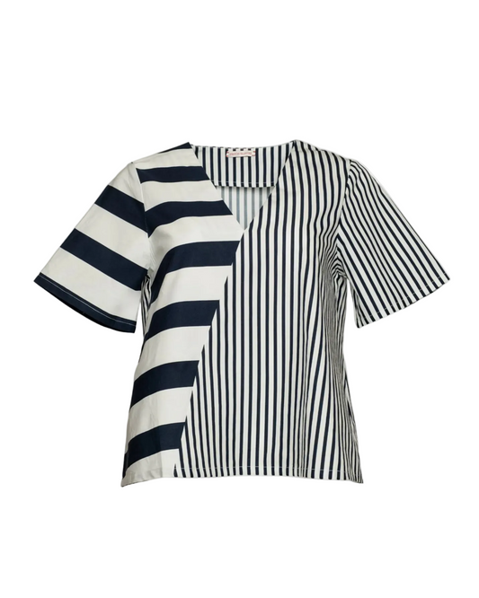 Schooner Top - Navy Stripe
