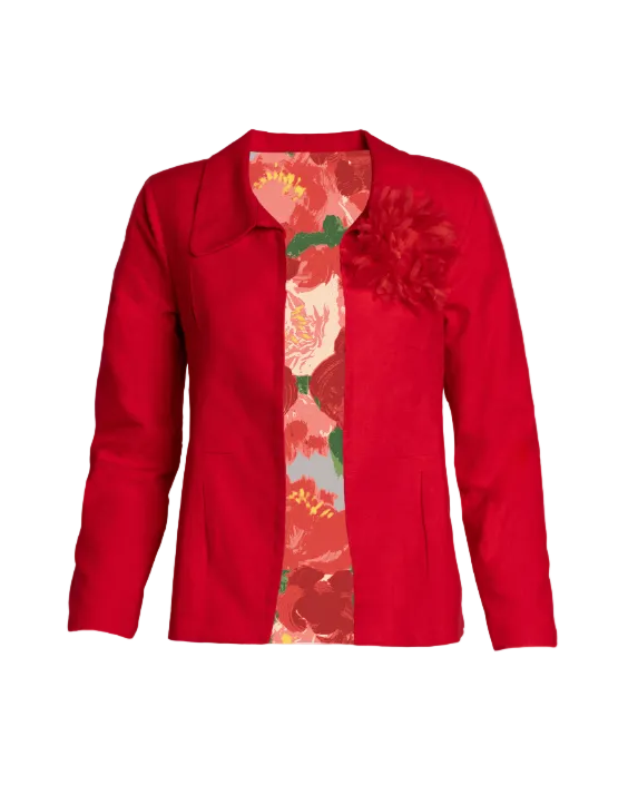 Elle Linen Blazer - Red