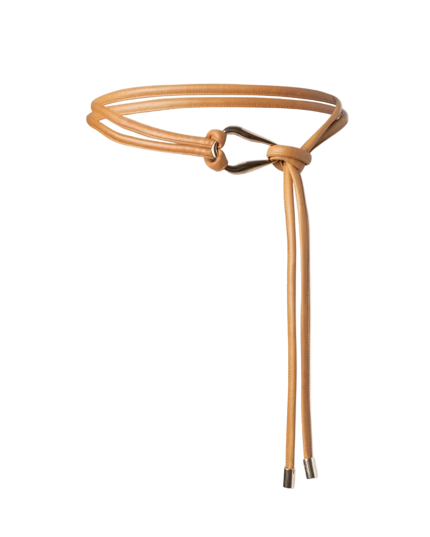Wrap Cord Belt with Organic Buckle - Cognac