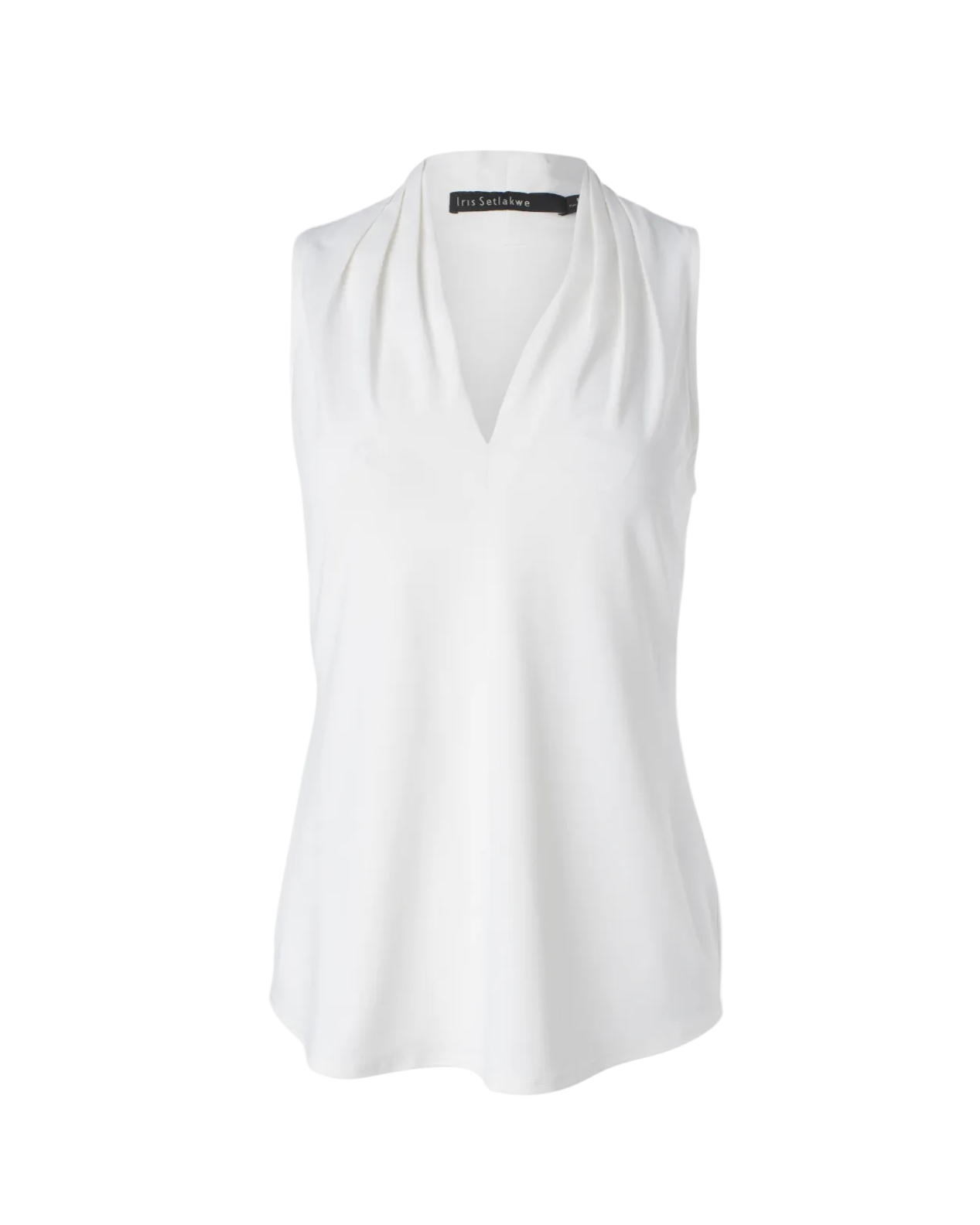 Matte Jersey Sleeveless Pleated V-neck Top