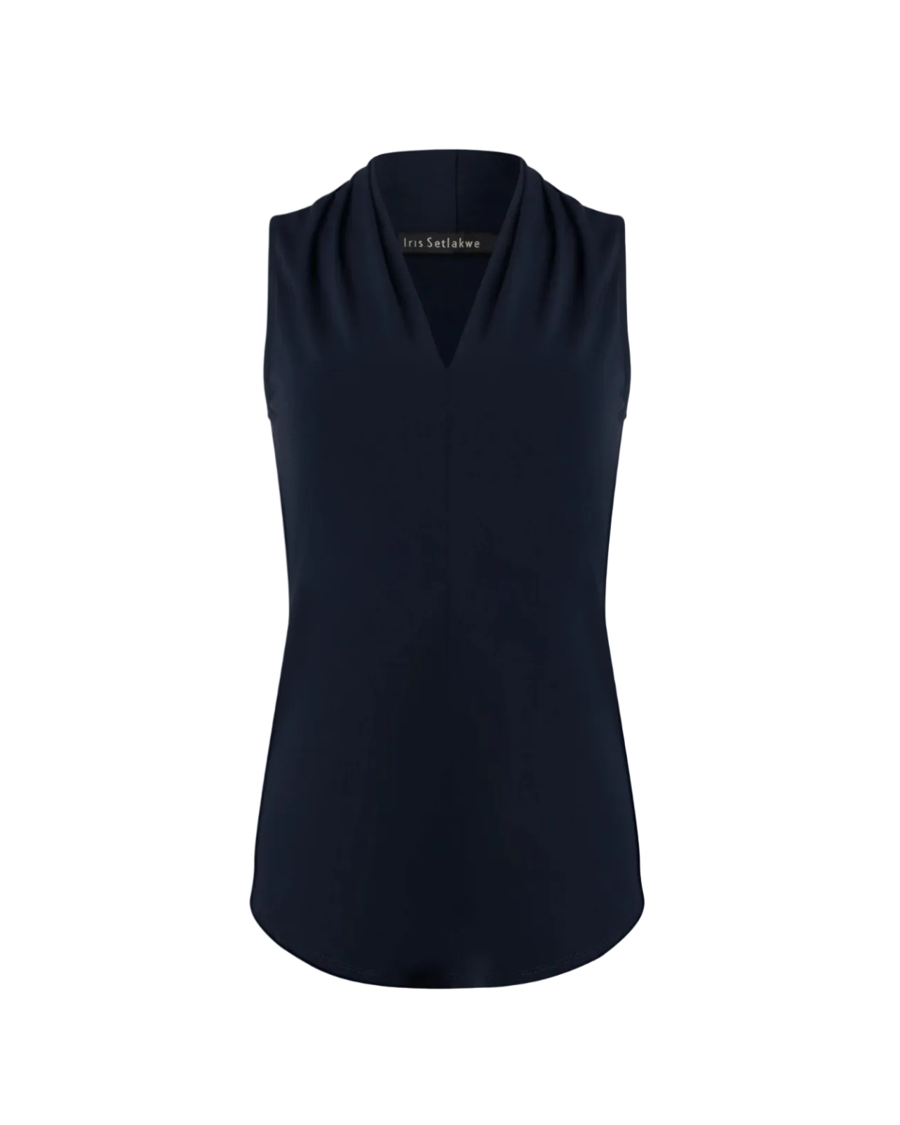 Matte Jersey Sleeveless Pleated V-neck Top