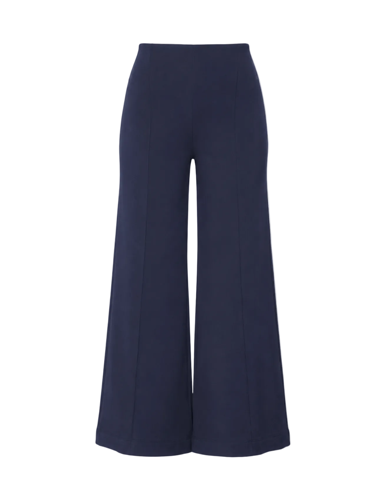Ponte Knit Cropped Wide Leg Pant - Navy