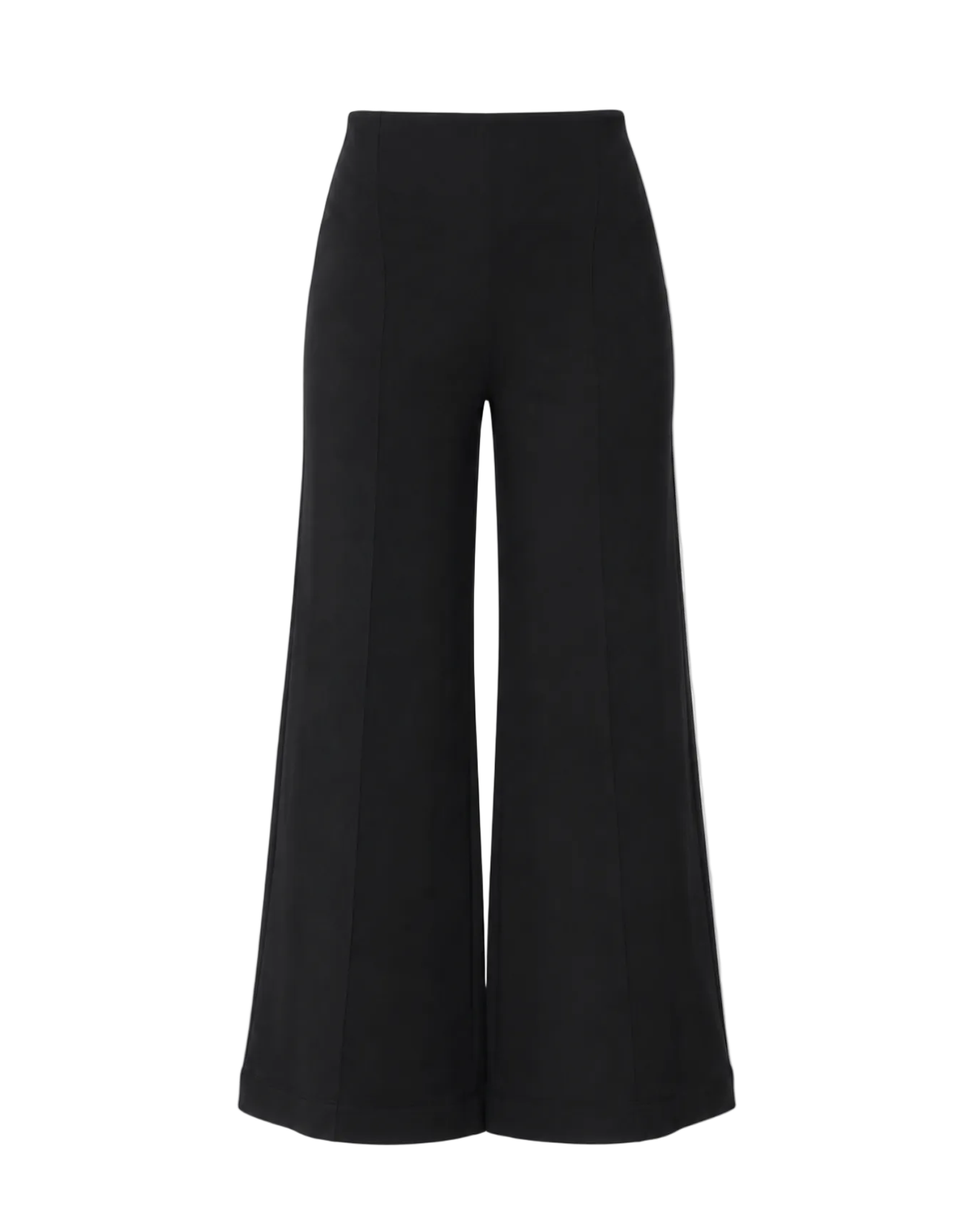 Ponte Knit Cropped Wide Leg Pant - Black