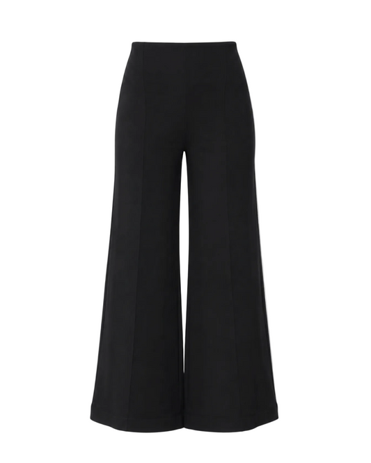 Ponte Knit Cropped Wide Leg Pant - Black