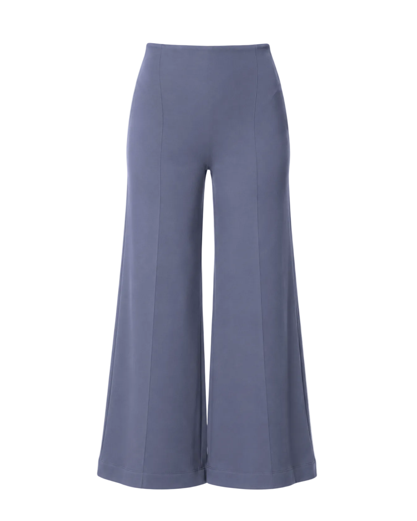 Ponte Knit Cropped Wide Leg Pant - Sea Blue
