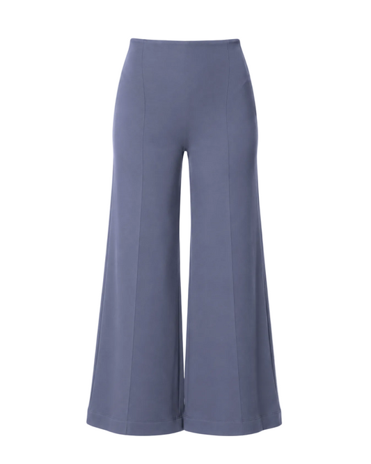 Ponte Knit Cropped Wide Leg Pant - Sea Blue