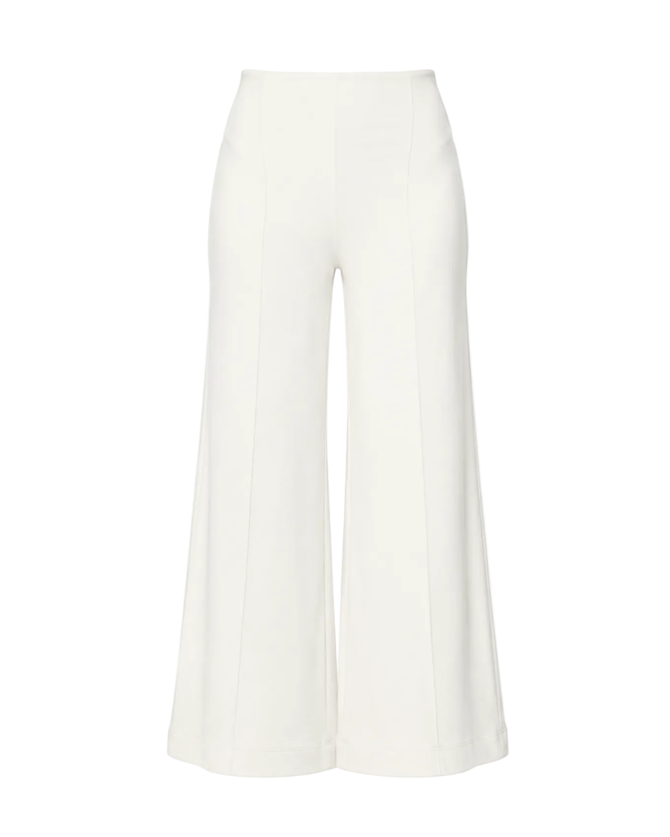 Ponte Knit Cropped Wide Leg Pant - Off White