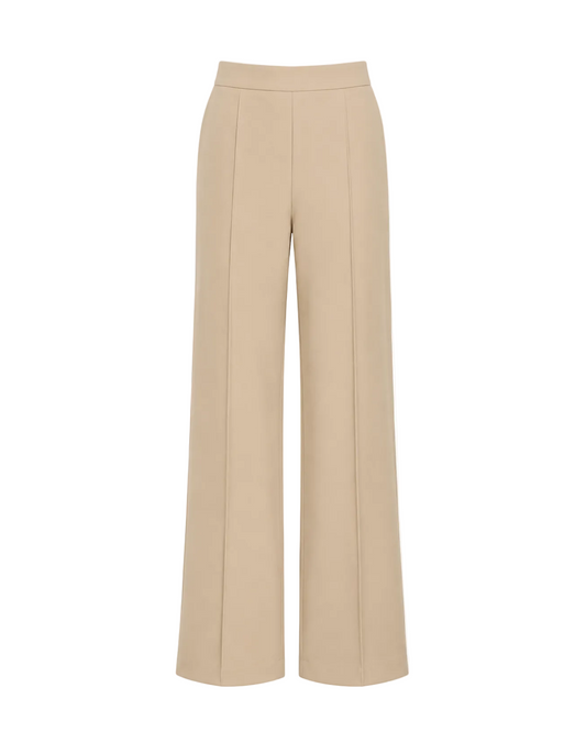 Wide Leg Pintuck Pant - Taupe